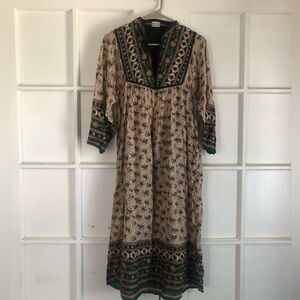 Vintage Indian cotton block print maxi dress